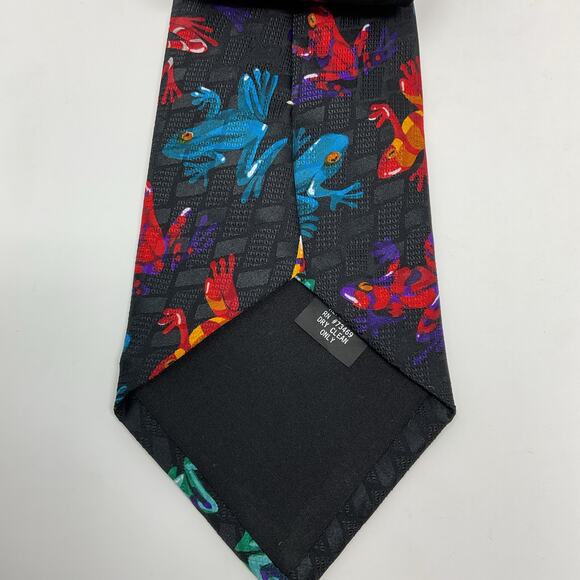 Vintage Addiction Novelty Art Tie Mens All Over Print Neon Tree Frogs Y2K 2000s - Picture 3 of 5